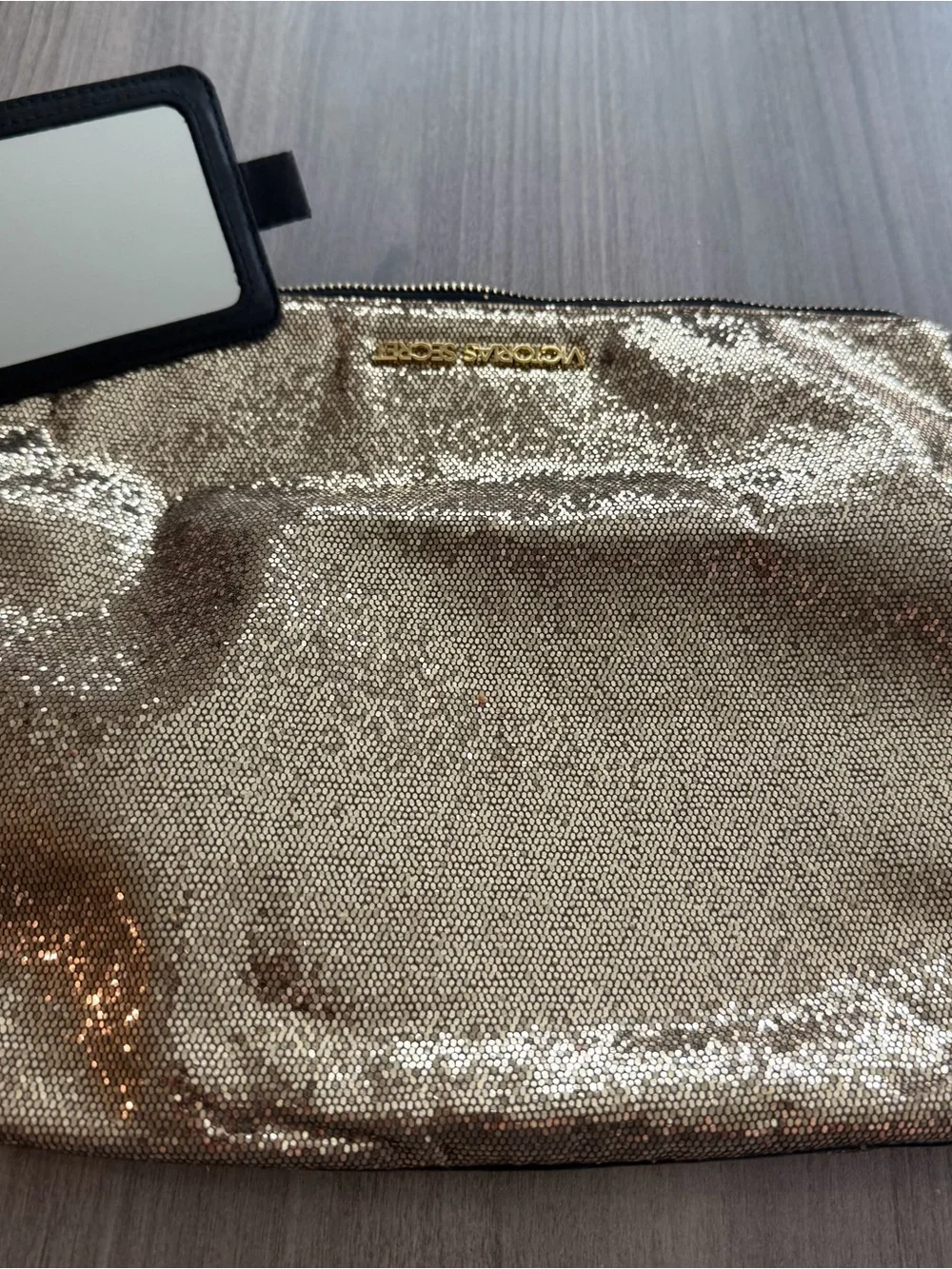 Victoria's Secret Metallic Gold Fold-Over Cosmetic Clutch
